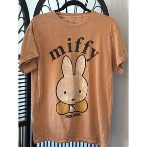 Miffy Dick Bruna Graphic T-Shirt Womens Size S Beige Crew Neck Short